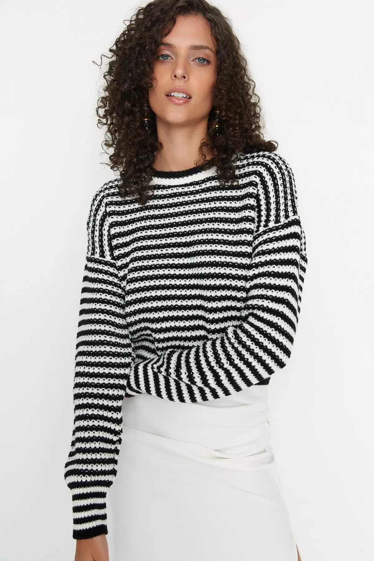 Crop Crew Neck Knit Sweater