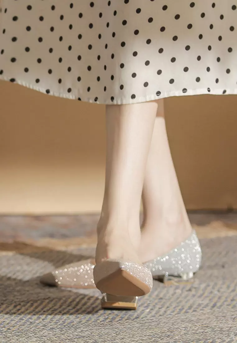 2.5CM Wedding Banquet Sequin Low Heels IF2215