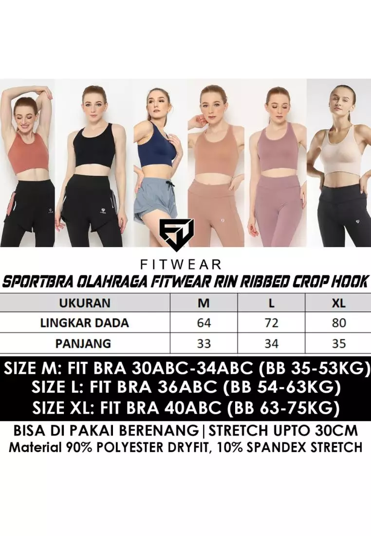 Fitwear - SportBra Olahraga Wanita RIN RIBBED CROP HOOK - Dusty Pink