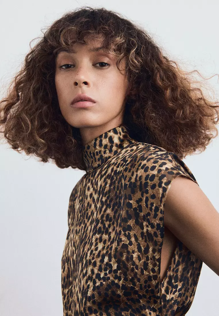 Leopard-Print Satin Dress