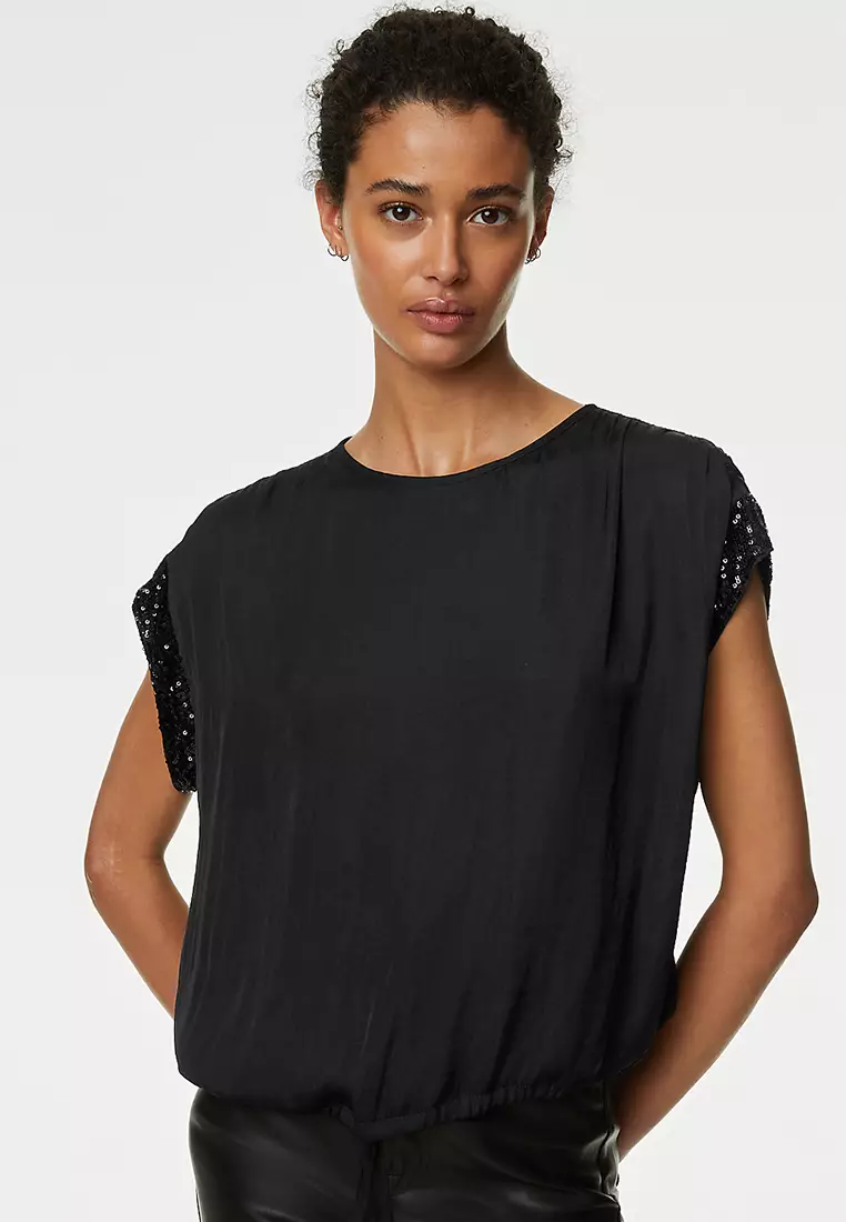 marks and spencer tie neck blouse