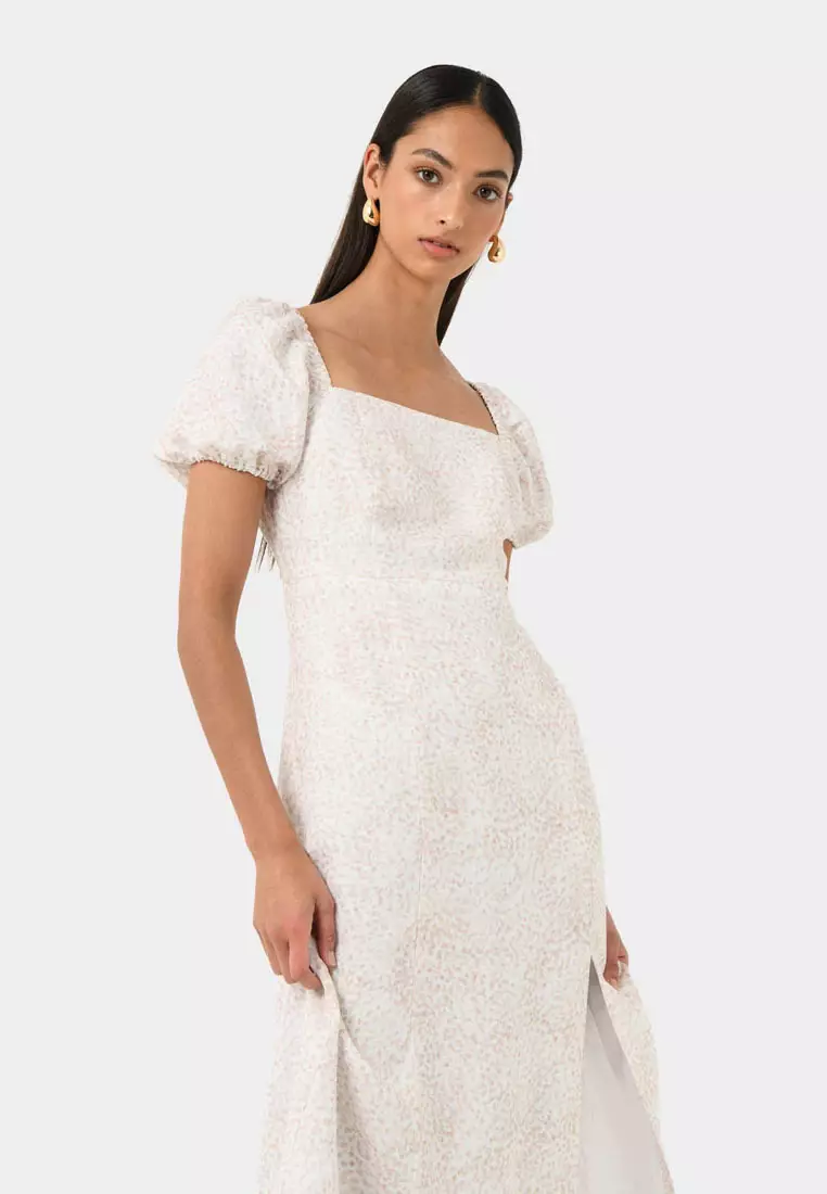 Hazy Linen Puff Sleeve Dress