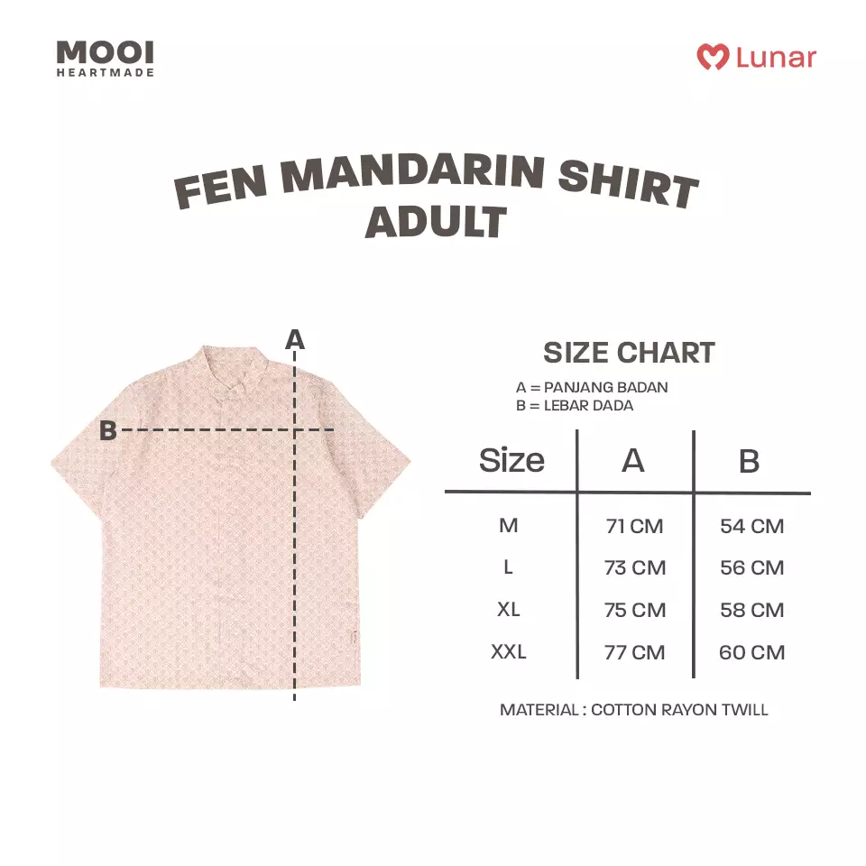 Mooi Kemeja Dewasa Lunar Collection Fen Mandarin Shirt Adult - Cream