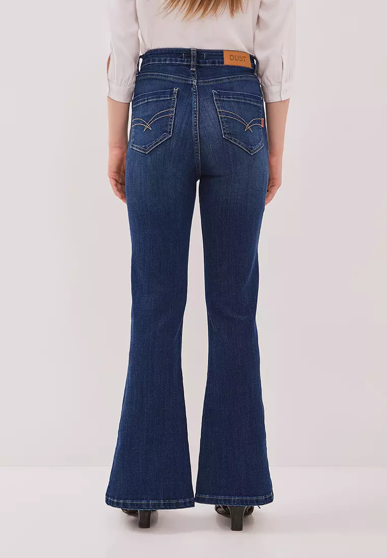 DUST Celana Split Flare Jeans Radina Medium Dark Blue