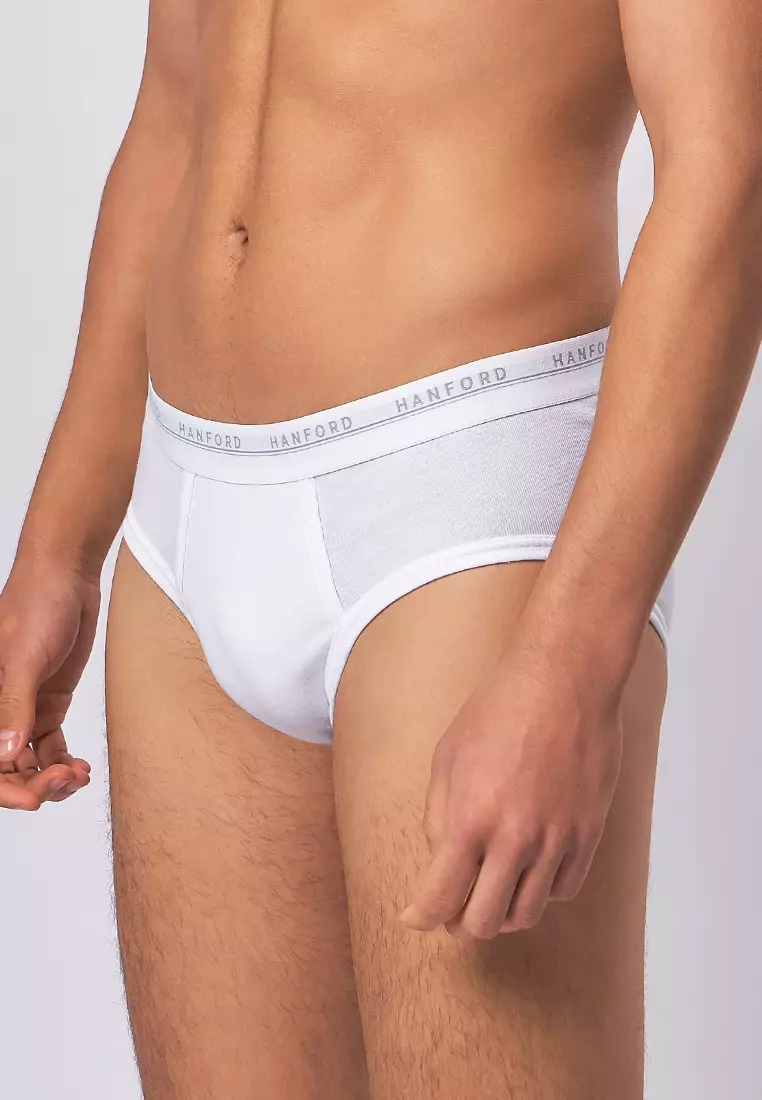 Premium Ribbed Cotton Hipster Men's Briefs - White (3in1 Pack)