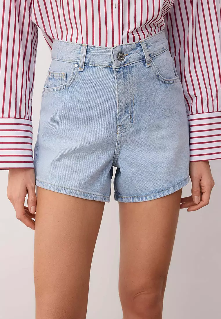 Light Blue High Waist City Boy Denim Shorts Twoss25Sr00178
