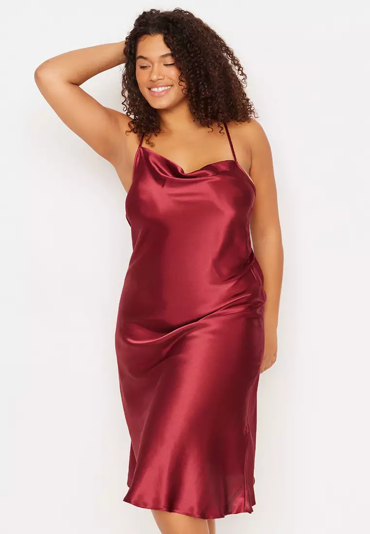 Buy Trendyol Plus Size Cowl Neck Slip Night Dress Online