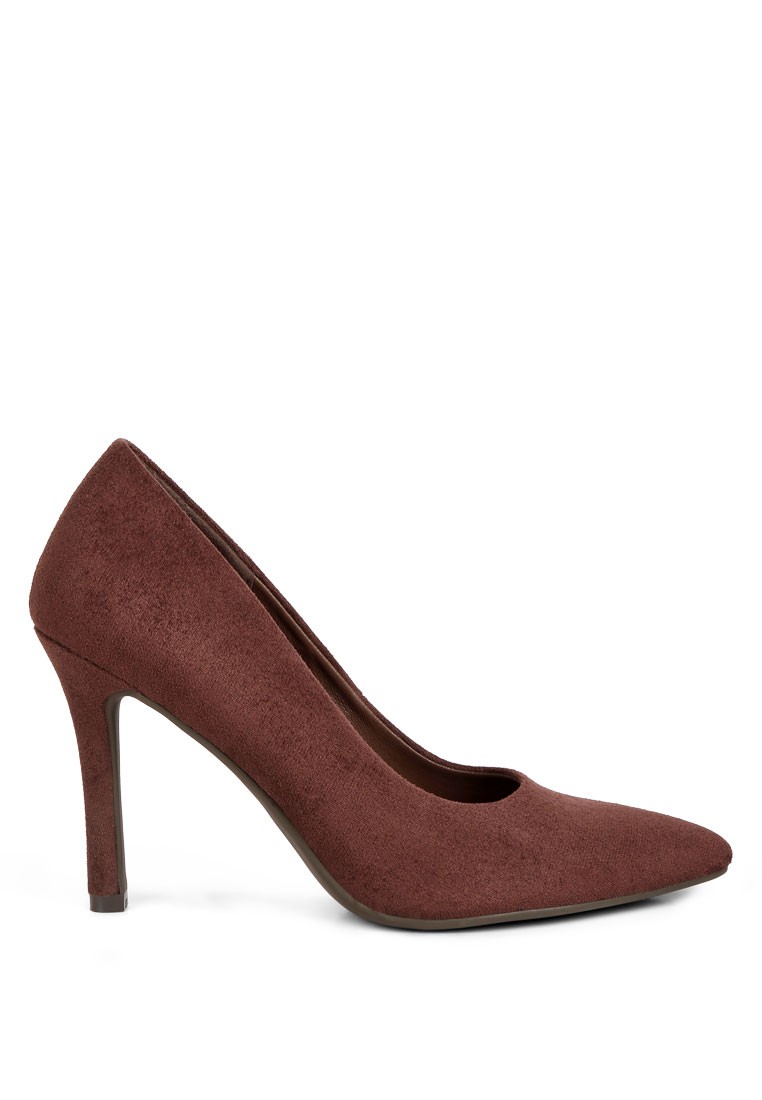 Brown Microfiber Classic Pumps