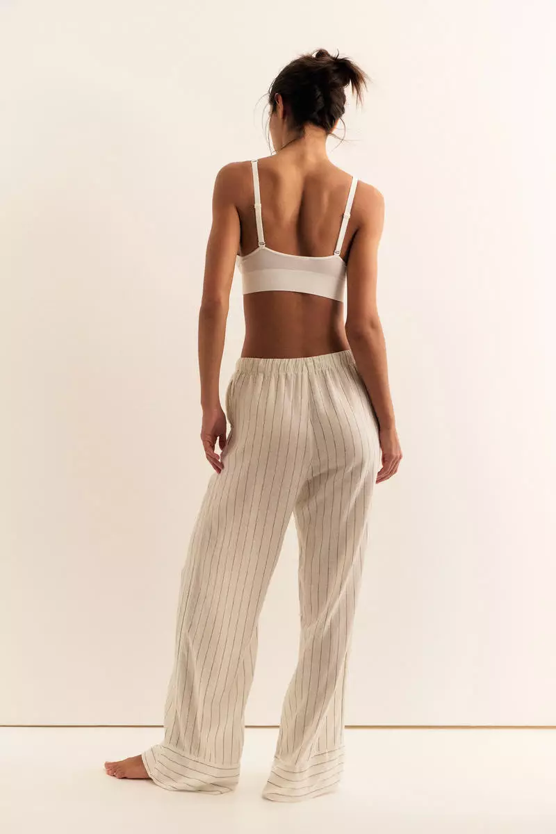 Wide linen-blend trousers