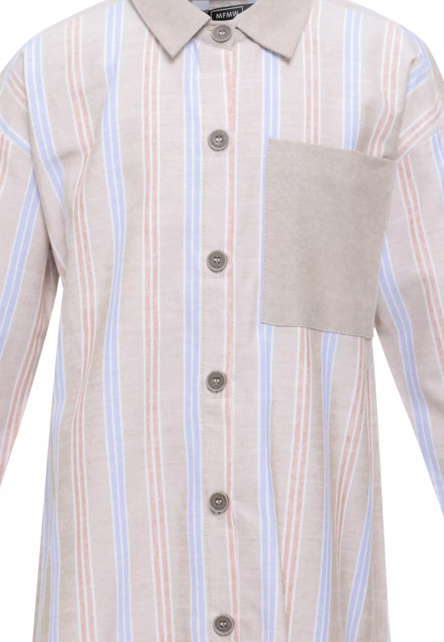 MFMW Lil Gesya Midi Dress Anak Coklat Motif Salur