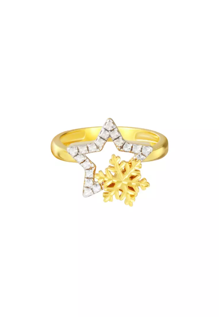 Gold diamond hot sale star ring