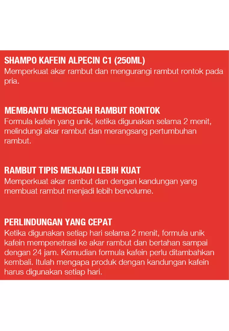 Alpecin C1 Caffeine Shampo Rambut Rontok Pria/Hair Loss Shampoo 250ml