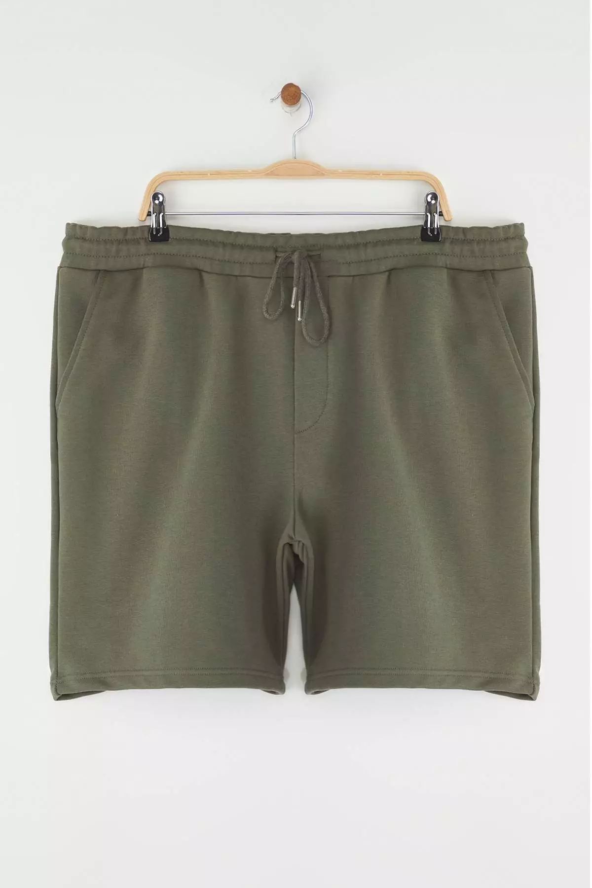 Plus Size Khaki Regular/Normal Cut Comfortable 100% Cotton Basic Shorts TMNSS24AP00001