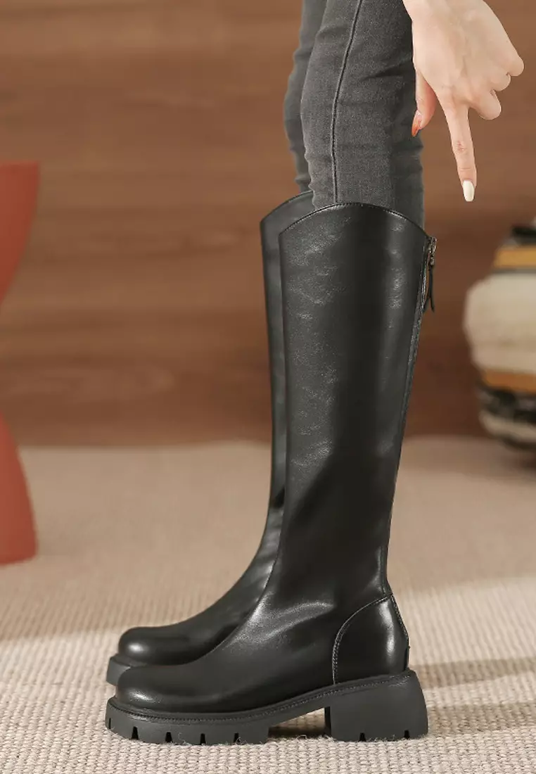 VANSA Simple Round Toe Platform High Boots VSW-B686106