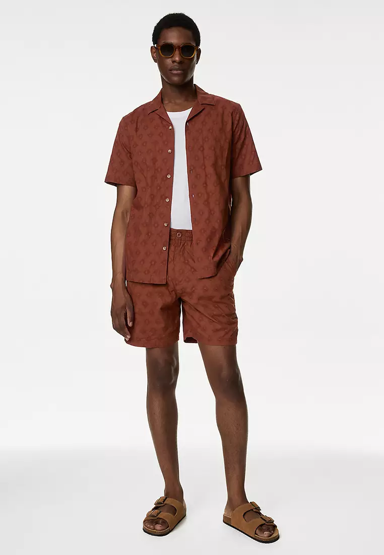 Pure Cotton Textured Cuban Collar Shirt