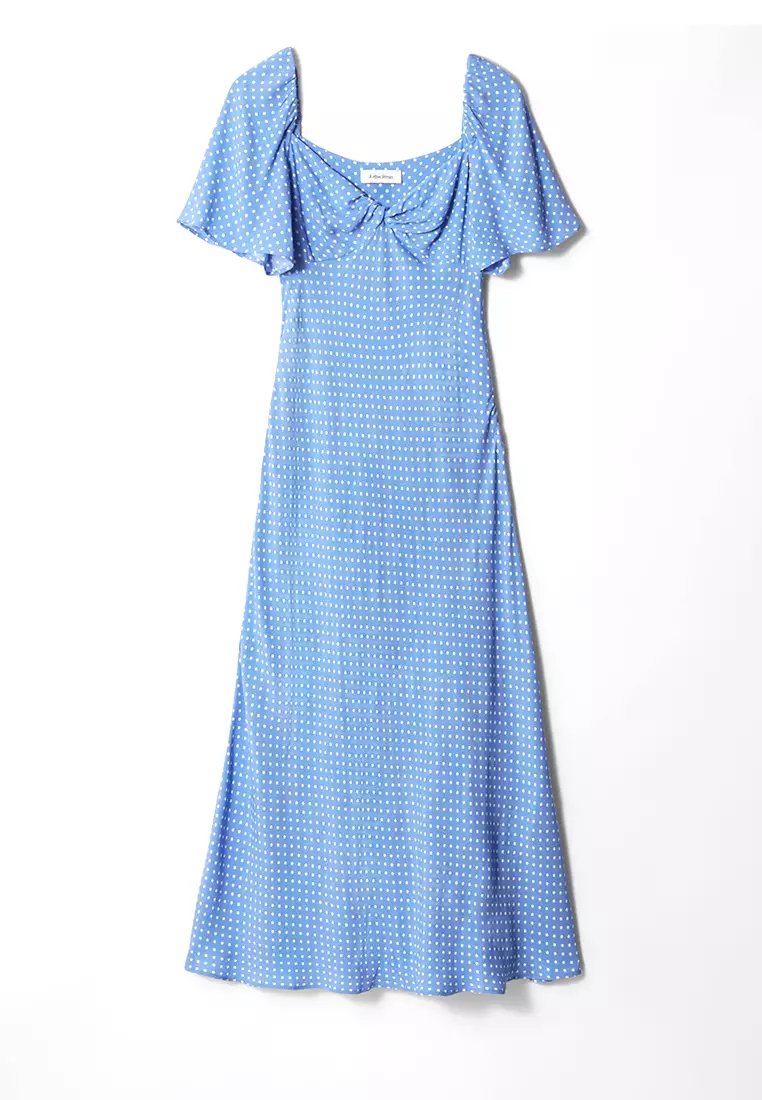 Flutter-Sleeve Midi Dress