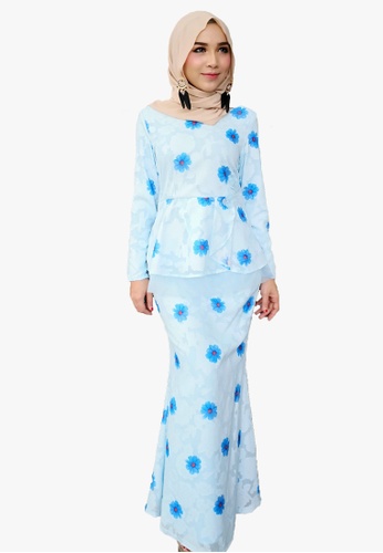 Floral Organza Printed from Zoe Arissa in White and Blue