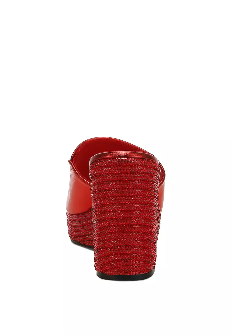 Sandal Peep Toe Hak Wedge berwarna Merah