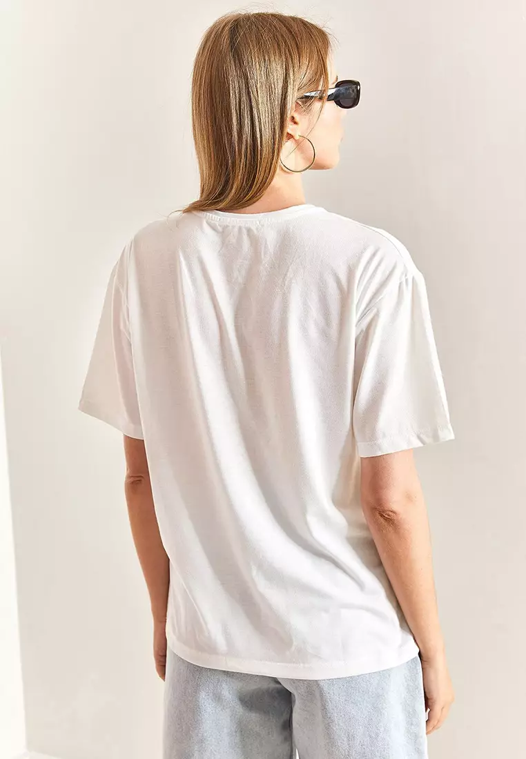 Women's Patterned Combed Cotton Tshirt