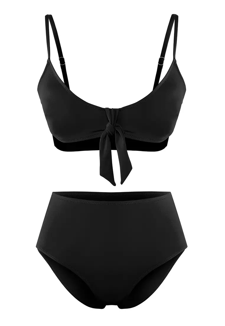 Black Strapless Normal Waist Bikini Set TBESS25BT00184
