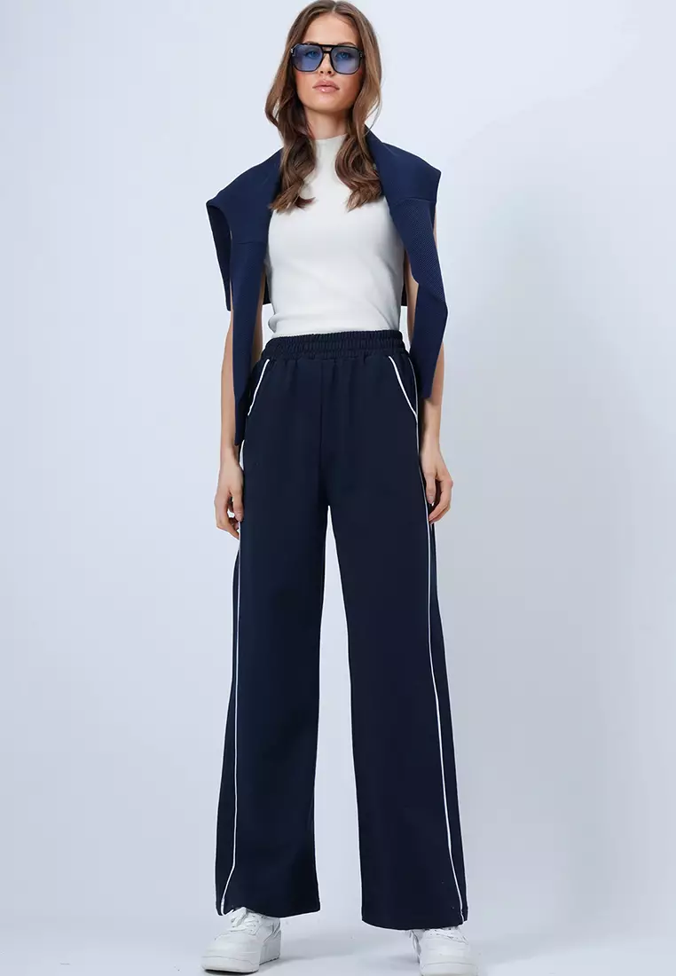 Piping Wide Legs Sweatpants