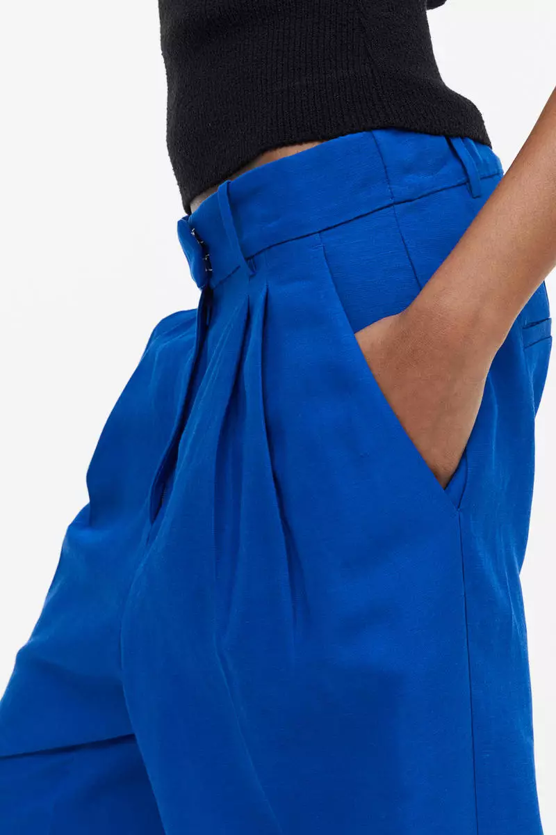 Tapered linen-blend trousers