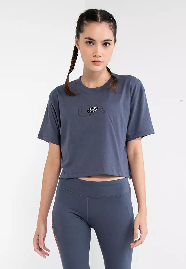 Under Armour Women's Branded Logo Crop Short Sleeves Tee 2024