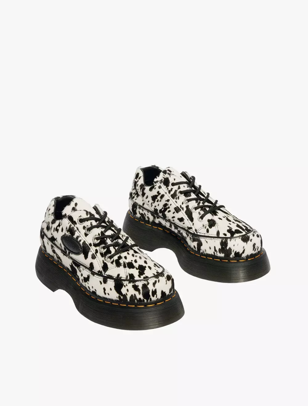 Dr. Martens Buzz 5i 5 Eye Shoe Cream+Black Dalmatian Print Hair On