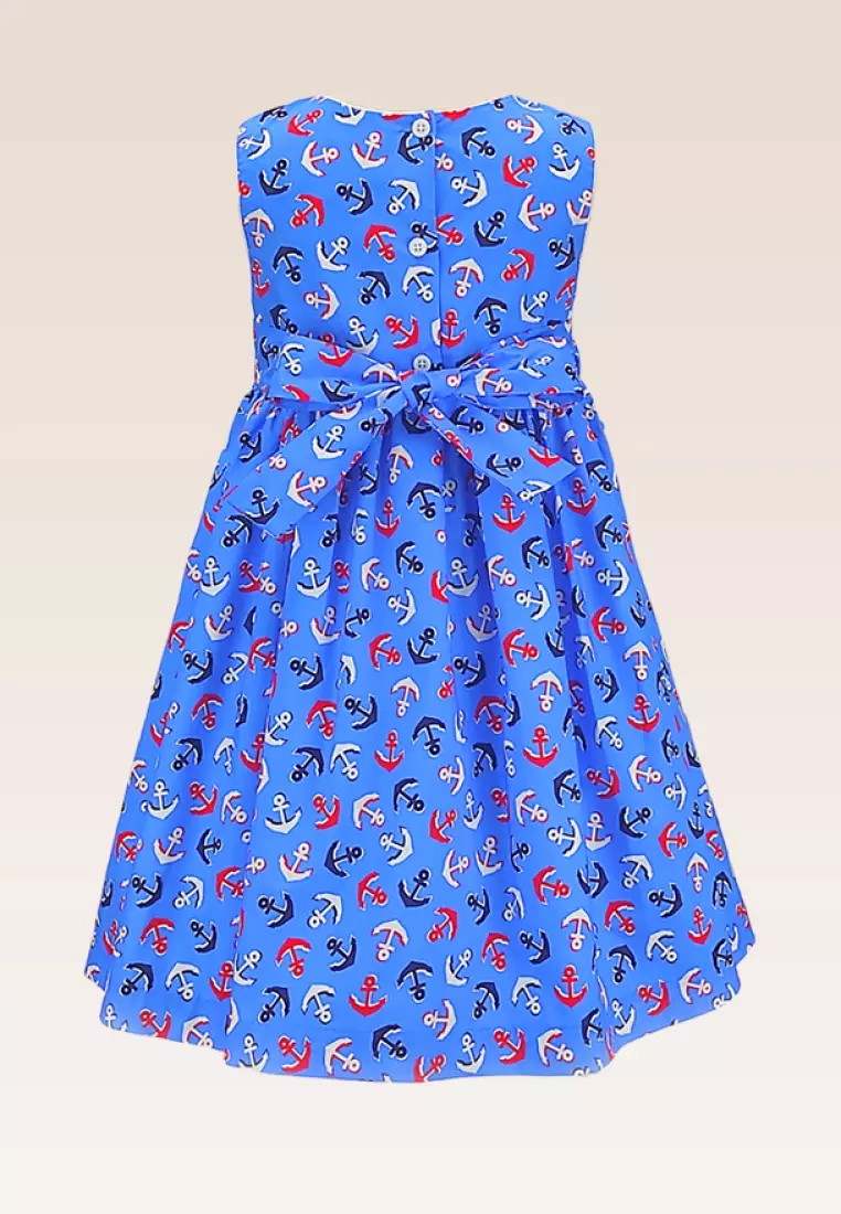 anchor blue dresses KJP Women's Cape Anchor Embroidered Belted Dress in Navy Blue S