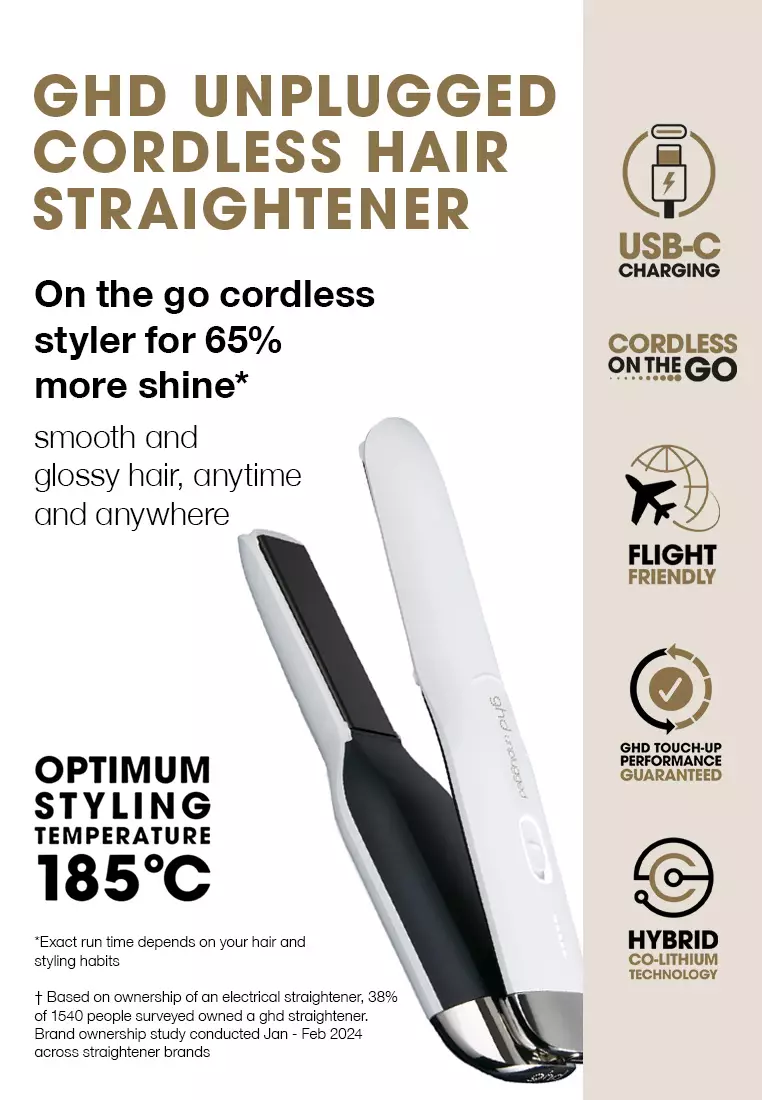 Unplugged Cordless Hair Straightener in Matte White - On the go cordless styler for 65% more shine*