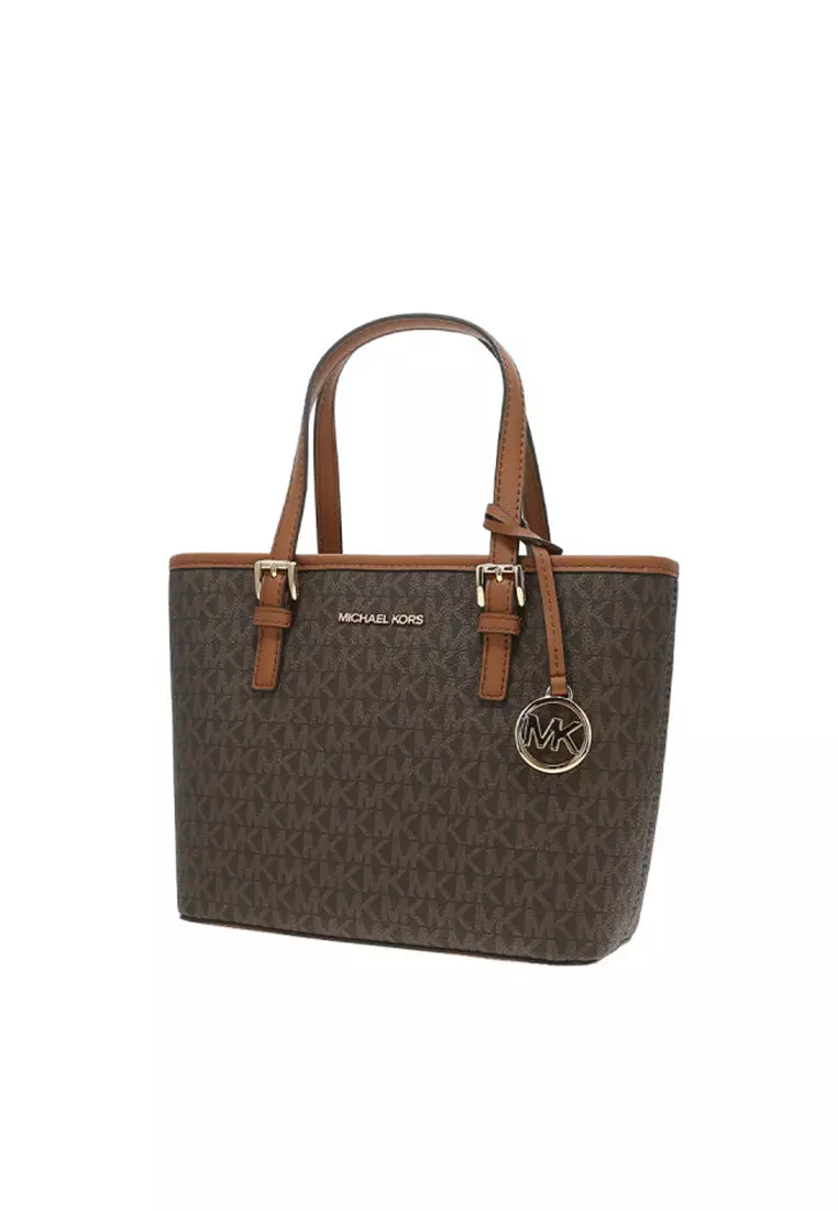 Jet Set Travel Extra-Small Logo Top-Zip Tote Bag In Brown 35T9GTVT0B