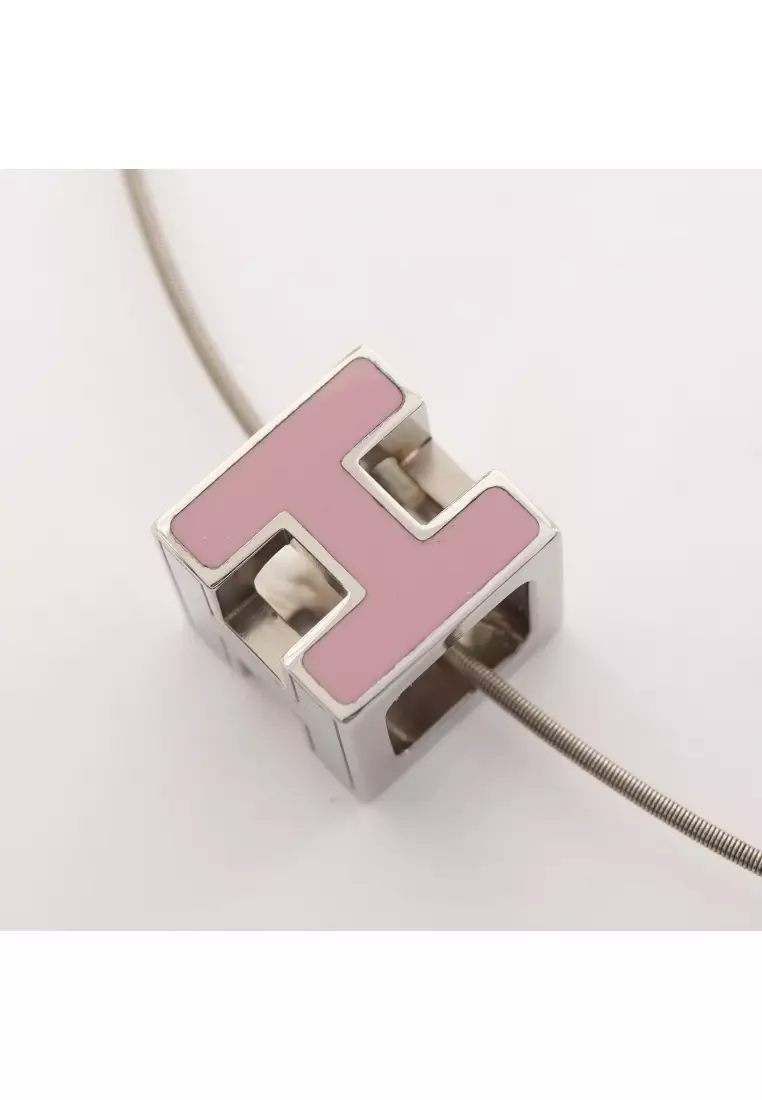 Buy Herm s Pre loved Herm s Cage d H Ash H cube necklace pink