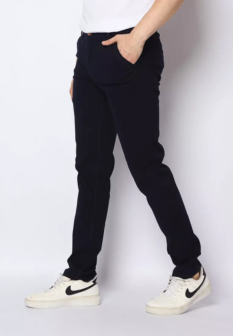 2nd RED Celana Panjang Pria Katun Chinos Slim Fit Cheers Mate Biru Navy 112503