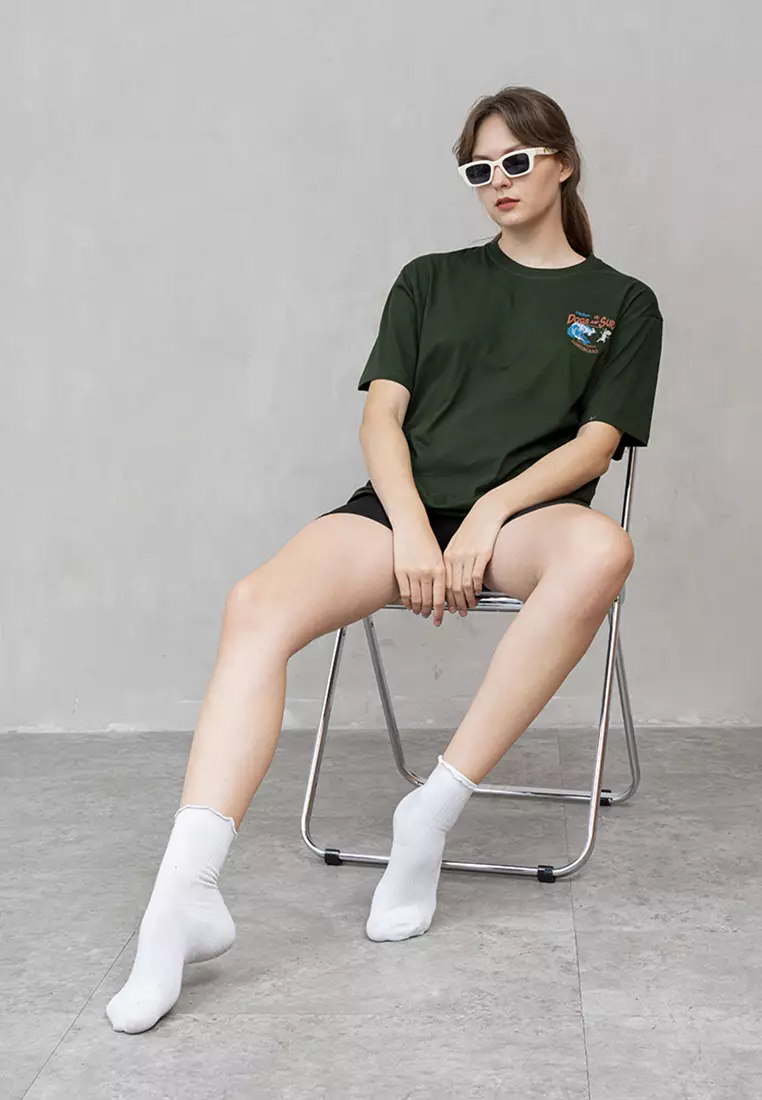 Kaos Hijau t shirt polos wanita houseofcuff motif Dog & Surf