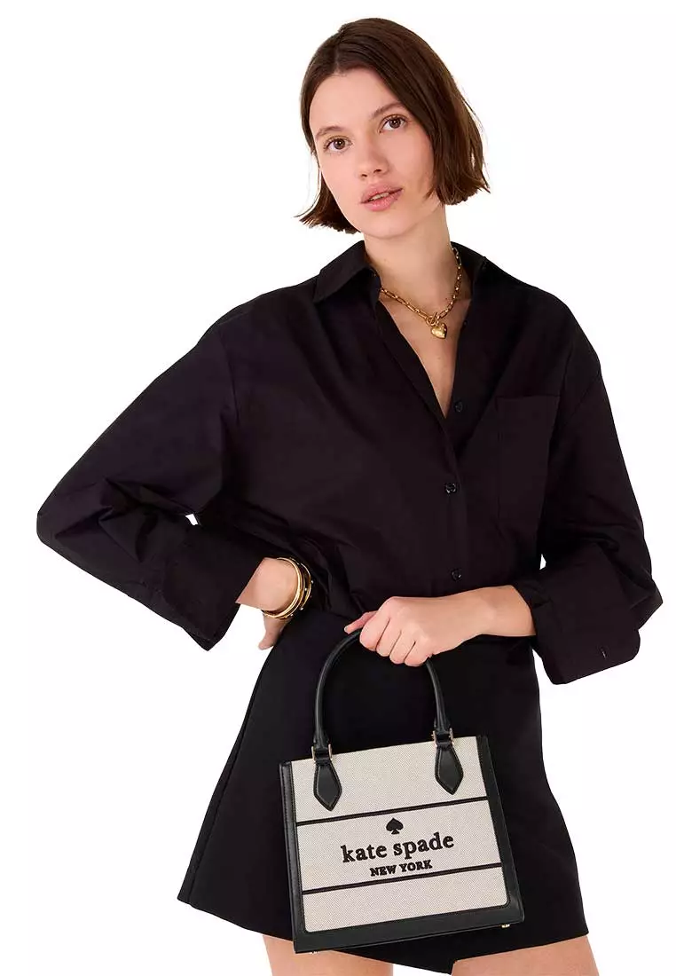 Ellie Canvas Small Tote Black Multi KK098