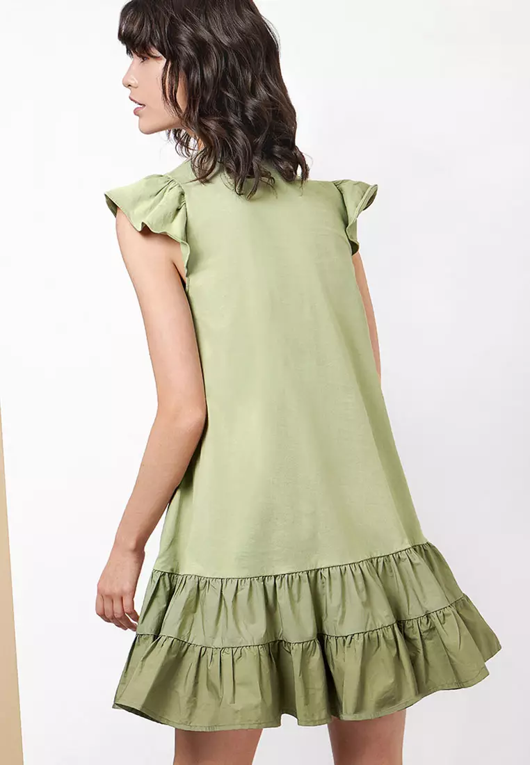 Contrast Flare Peplum Dress