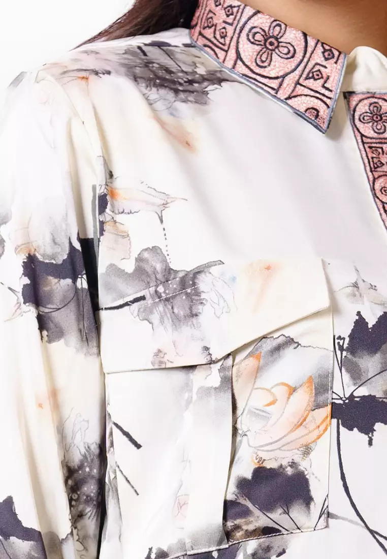 Le Reve Floral Brushpaint Printed Formal Tunic