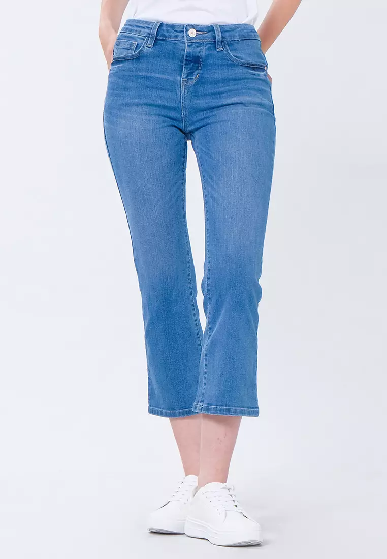 C2 Veksha Light Blue Mini Flare Jeans Wanita