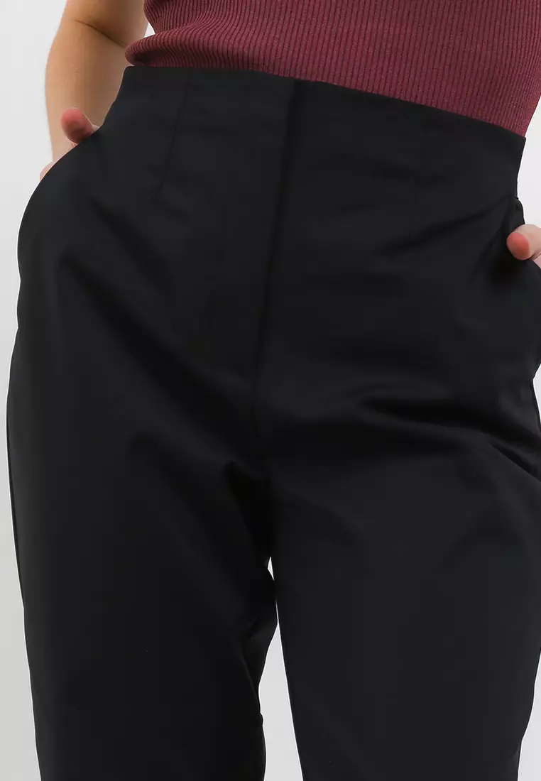 Cotton Blend Slim Fit Ankle Grazer Trousers