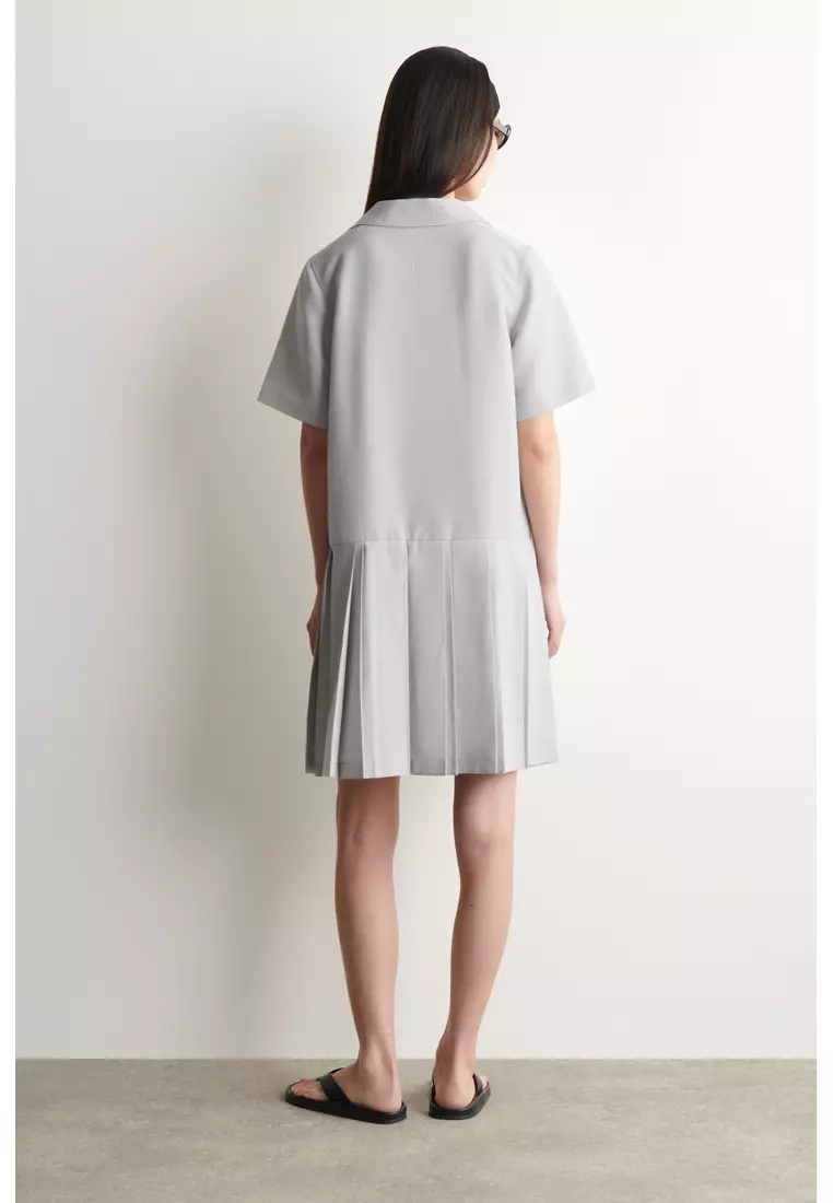 cos grey dress COS Pleated Knitted Maxi Dress by COS