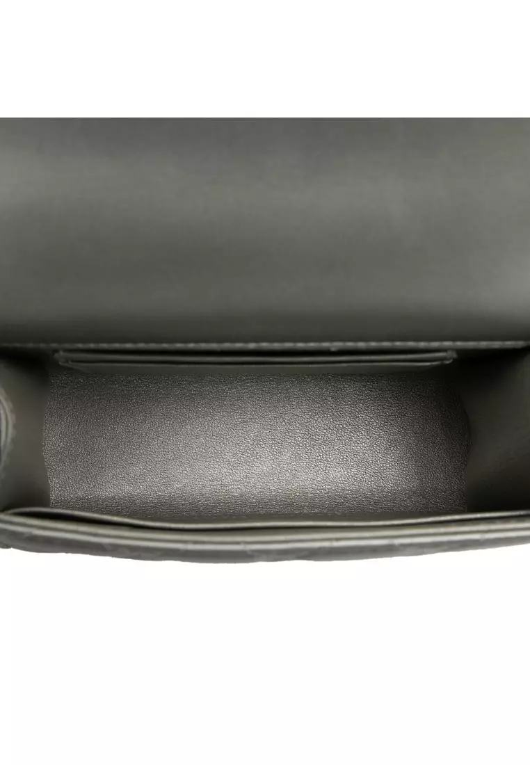 Pre-Loved Chanel Mini Cc Metallic Lambskin Top Handle Clutch With Chain