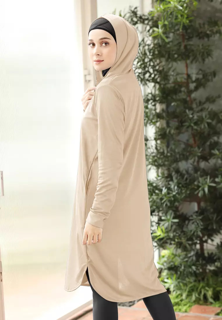 Zelena - Elle Tracksuit Hoodie Sport | Tunic Olahraga Lari Bersepeda - Bistre Sand