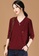 A-IN GIRLS red Simple V-Neck Long-Sleeved Sweater FAC27AAEF4DB8DGS_2