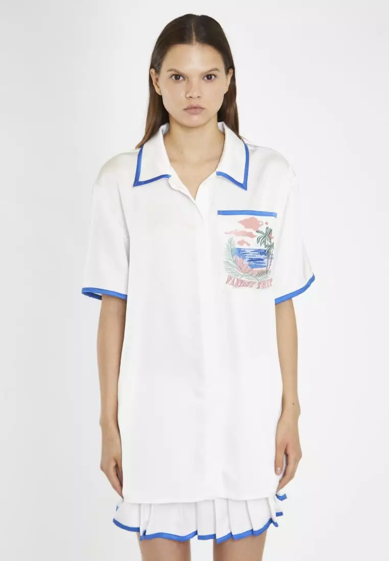 Embroidered Pocket Oversized Shirt