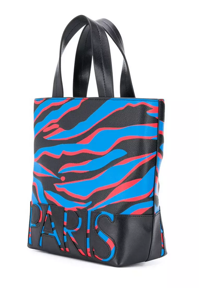 Tiger Print Mini Tote Bag in COBALT