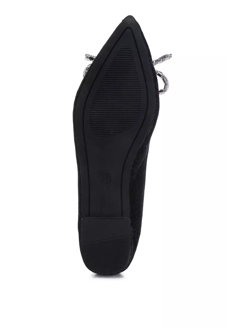 Black Bow Detail Ballet Flats