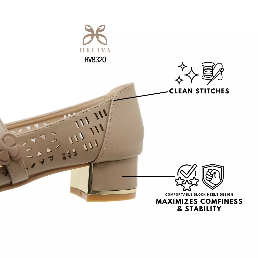 Heliva Anly Sculpted Laser-Cut Heels in Classic Mary Jane Style 3.5cm Height HV8320