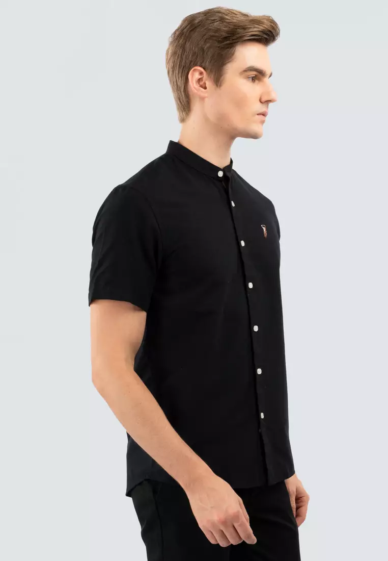 Polo Haus - Men’s Cotton Mix Signature Fit Mandarin Collar Short Sleeve MBSSE003