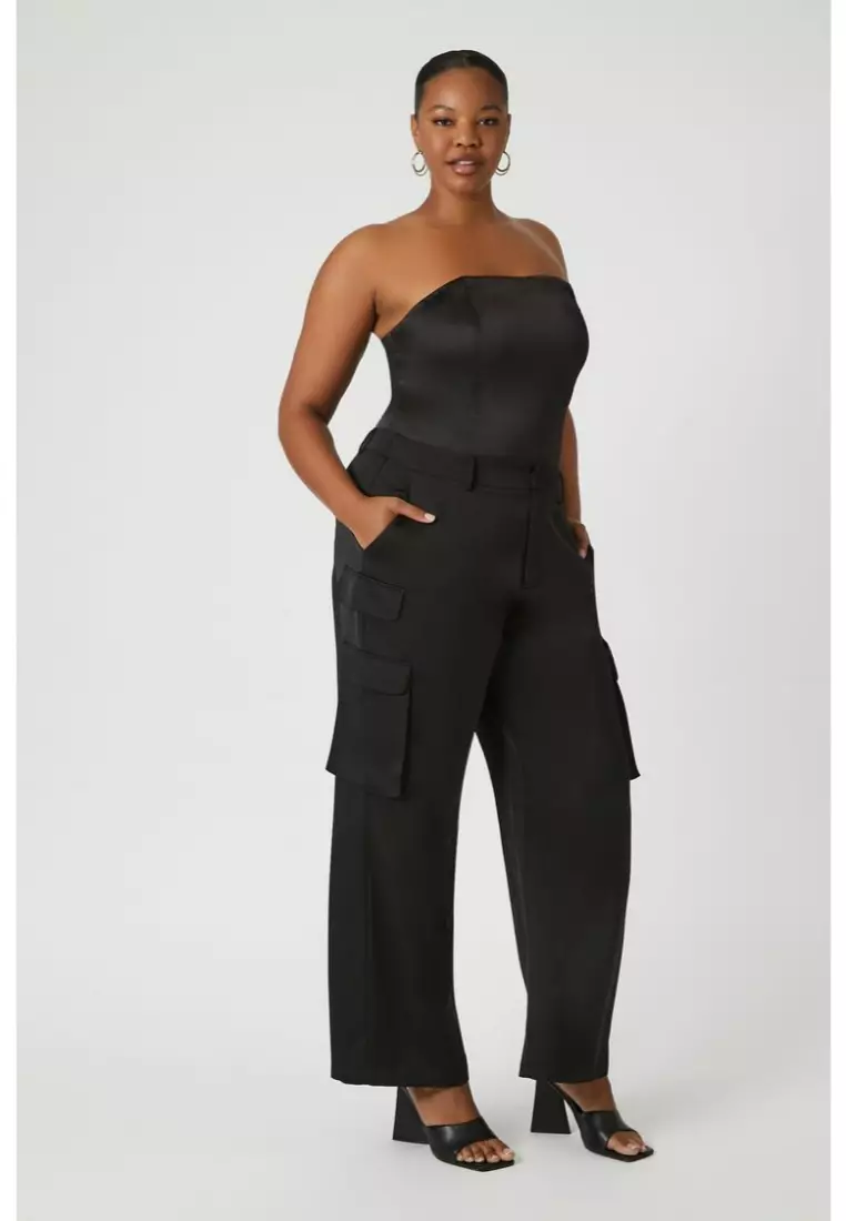 Plus size cheap satin pants