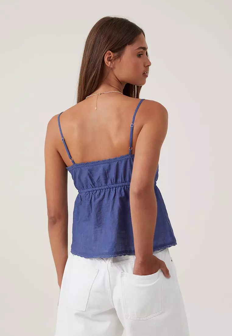 Cotton Lace Straight Neck Cami Top